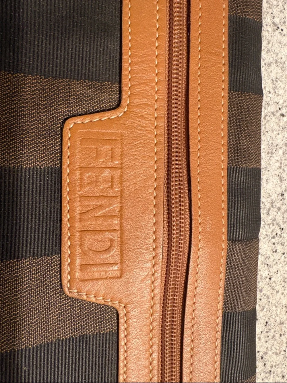 Fendi Brown & Tan Striped Canvas Document/File Carrier - Picture 3 of 4